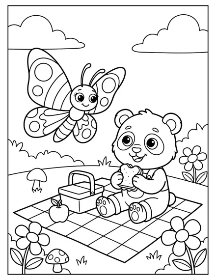 Panda Yavrusu ve Kelebek Pikniği
