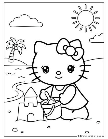 Hello Kitty Sahilde Oyun Oynuyor