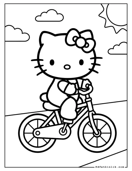 Hello Kitty Bisiklet Sürüyor