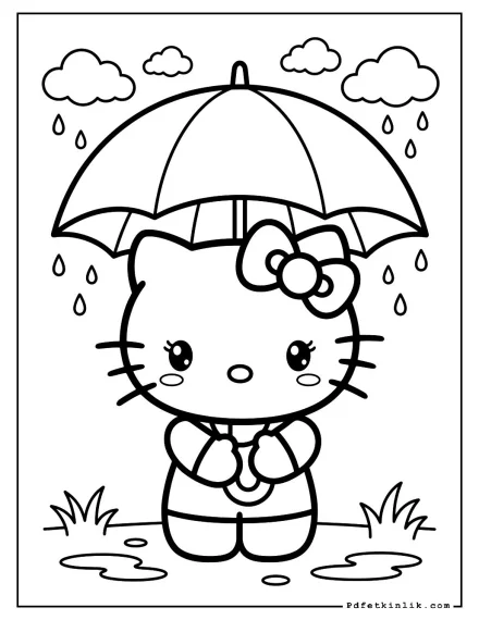 Hello Kitty Şemsiye Altında