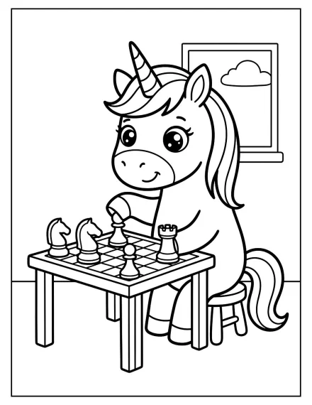 Satranç Oynayan Unicorn