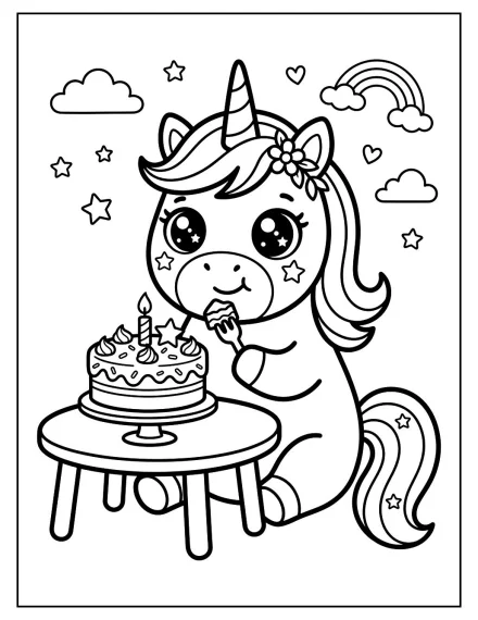 Tatlı Pasta Yiyen Unicorn