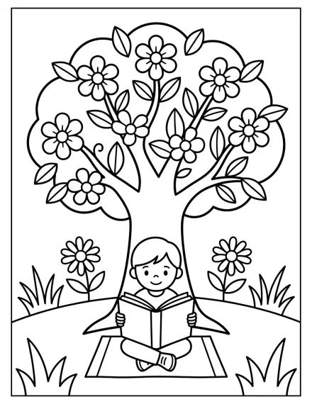 Çiçekli Ağaç Altında Kitap Okumak