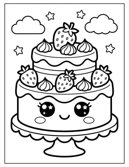 Kawaii Çilekli Pasta