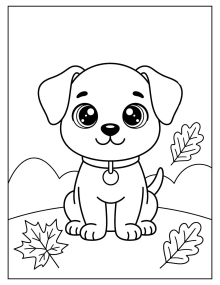 Sevimli Köpek ve Yapraklar