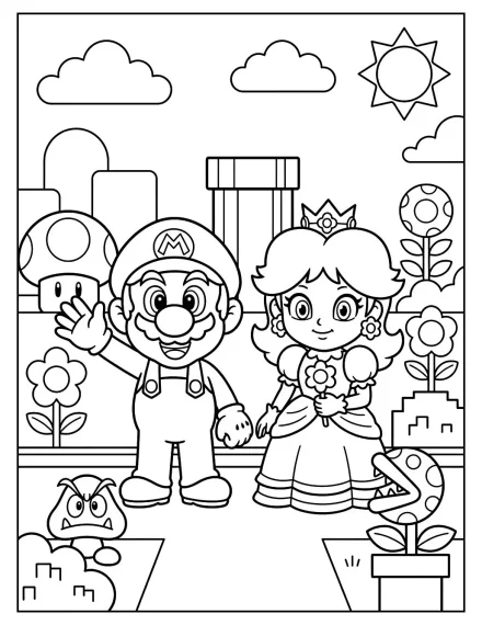 Mario ve Prenses Daisy Bahçede