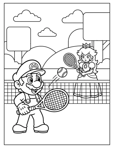 Mario ve Prenses Peach Tenis Maçında